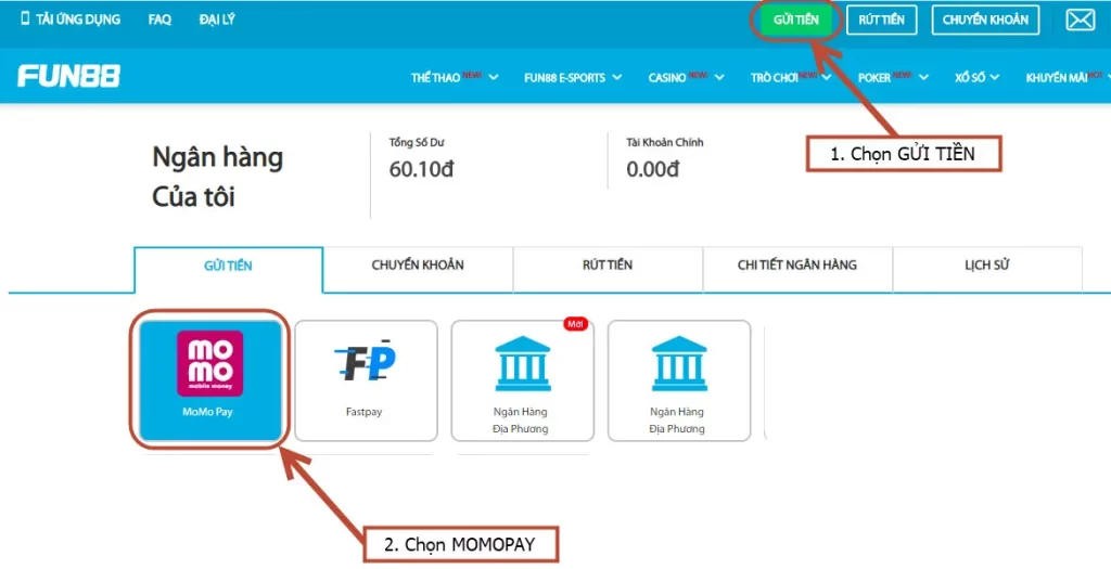 hướng dẫn nạp tiền fun88